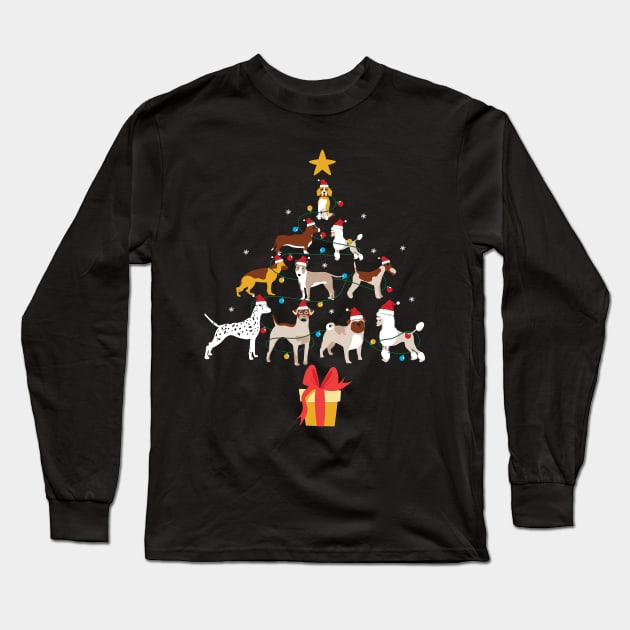 Merry Dogmas Dog Christmas Tree Christmas Tree Made of Dogs Dog Lover Christmas Gift Long Sleeve T-Shirt by BadDesignCo